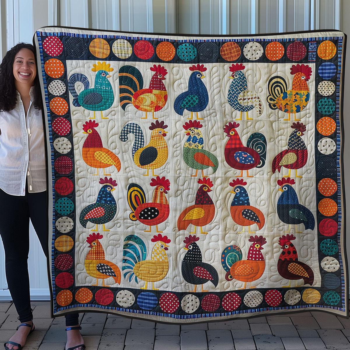 Colorful Chickens WM2407004CL Quilt