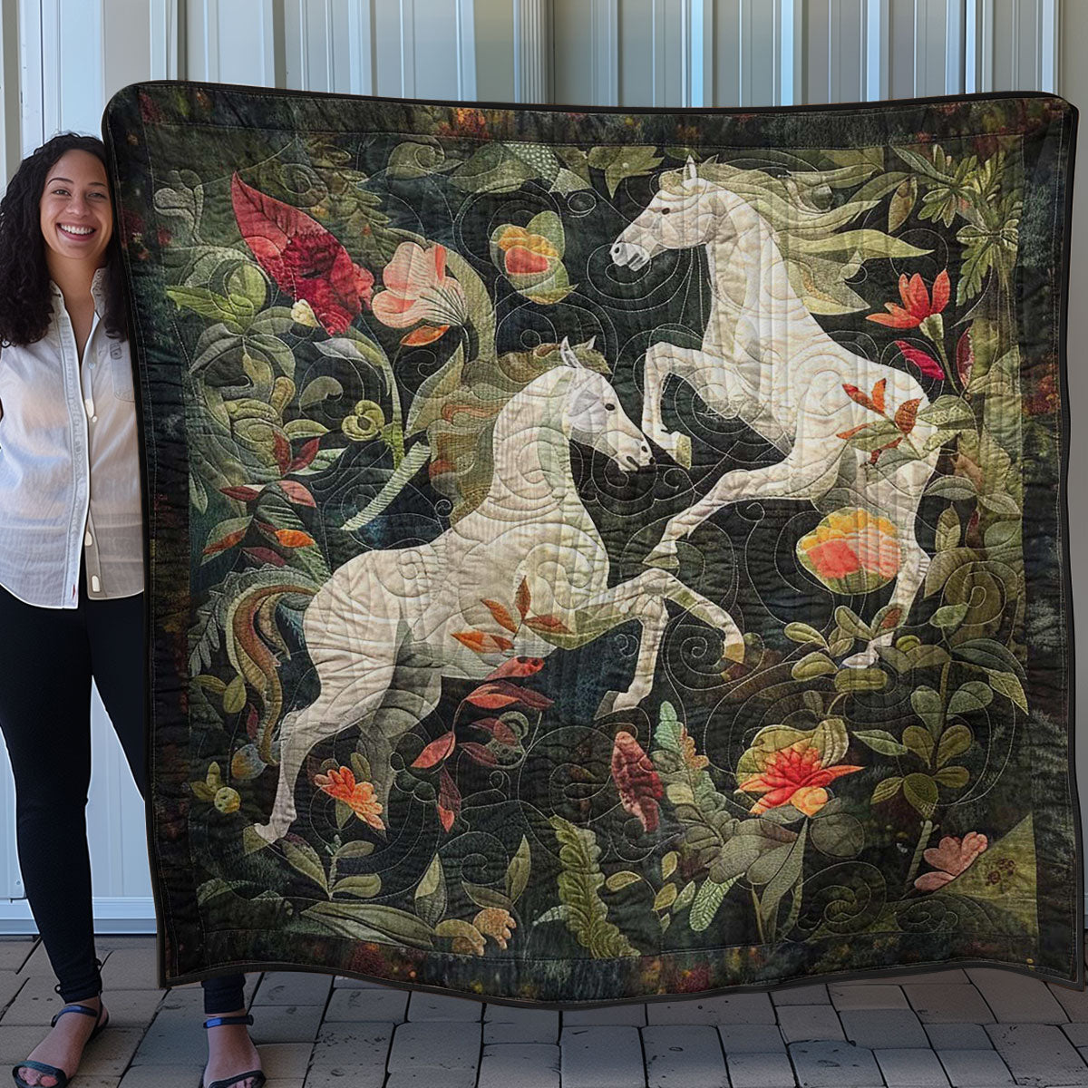 Horses In Forest WM2507001CL Quilt