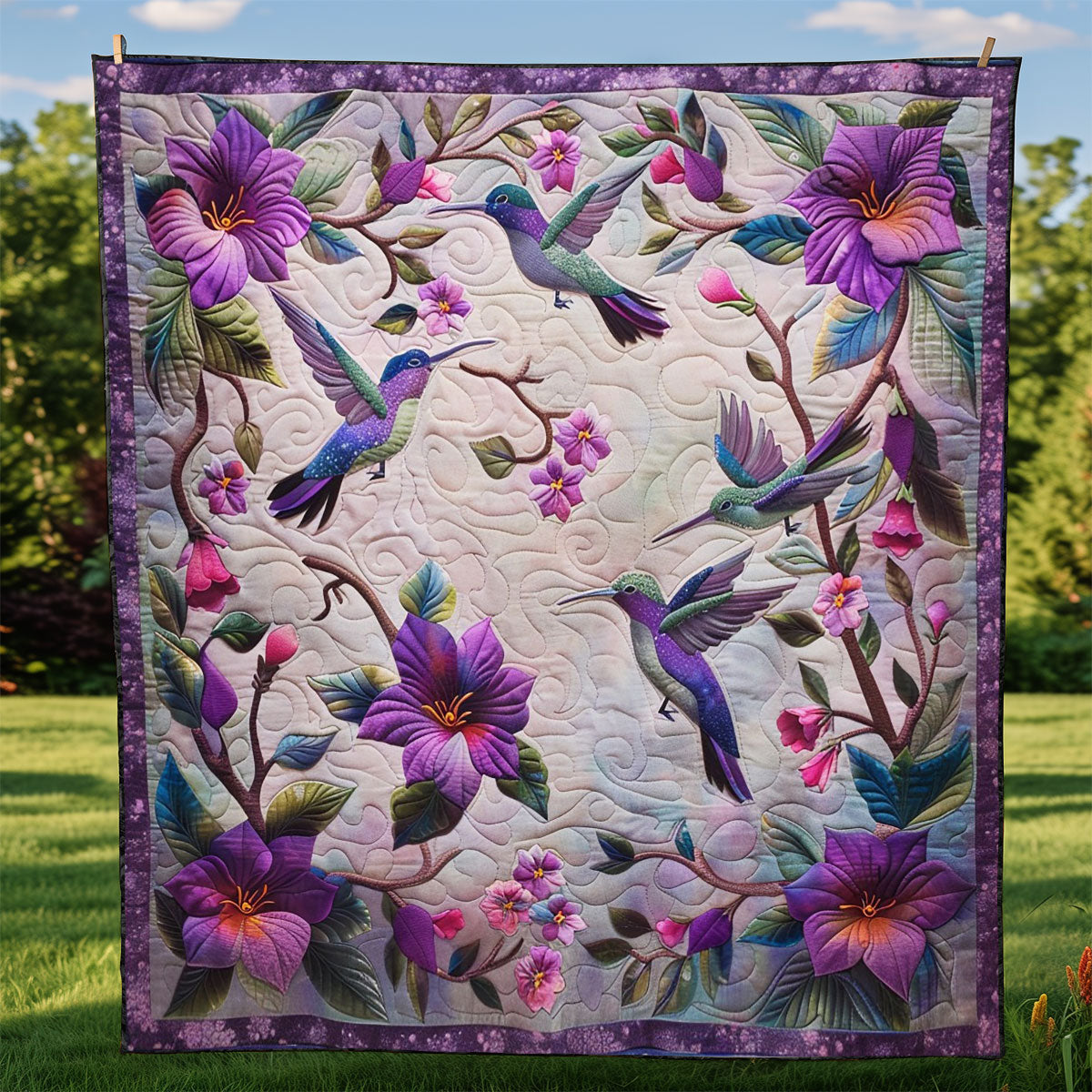 Art Morning Garden Hummingbirds WM0509029CL Quilt