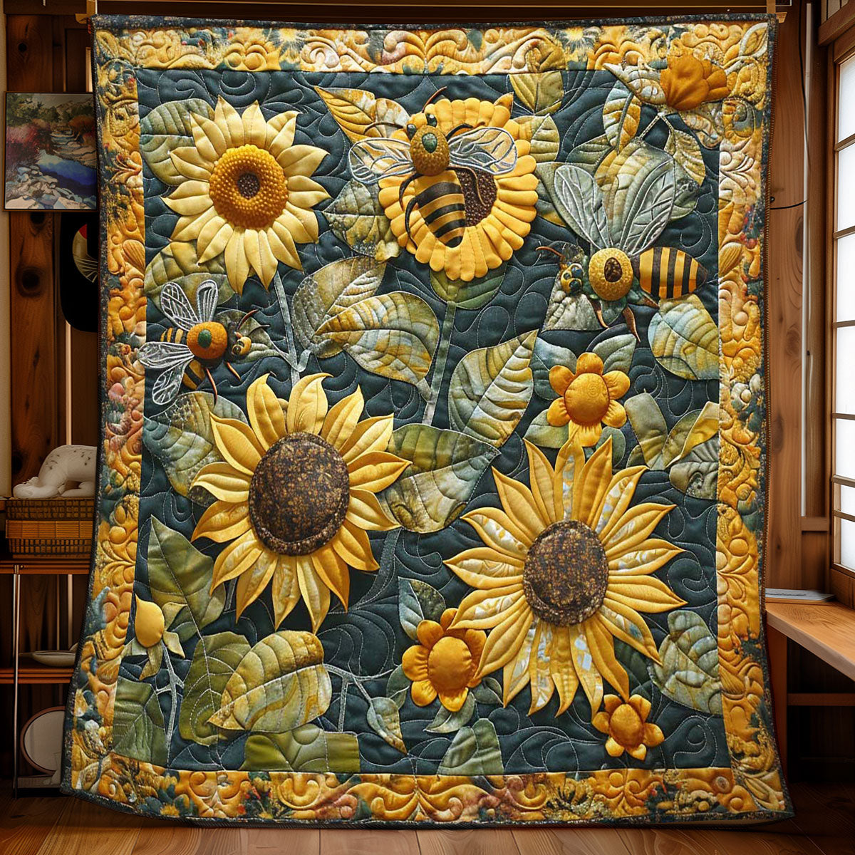 Bee Sunlit Field WN2108109CL Quilt