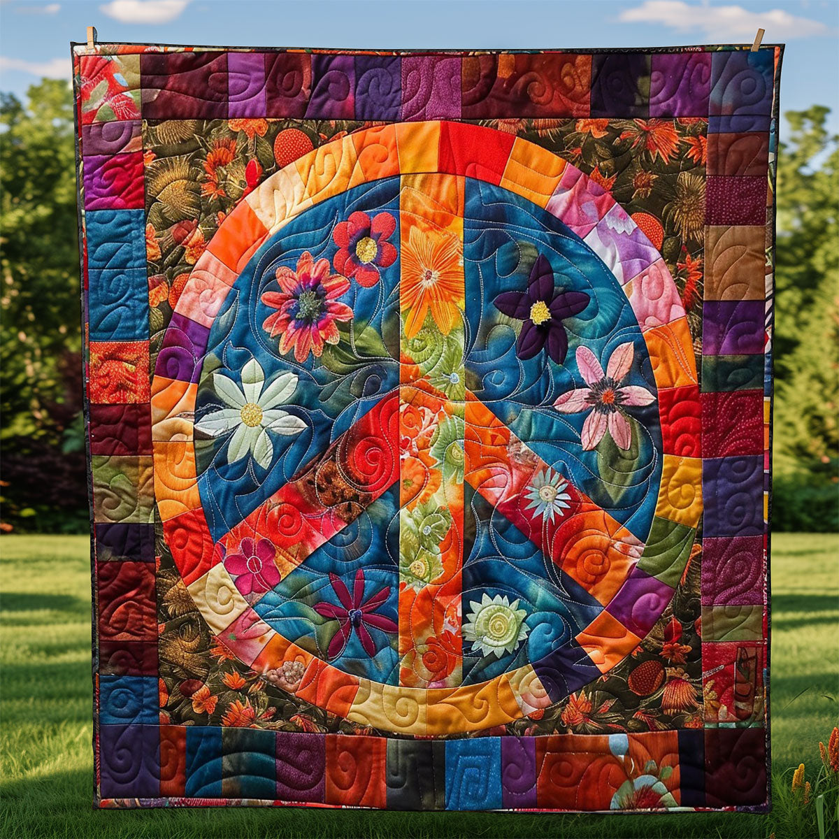 Floral Peace Sign WM0909010CL Quilt