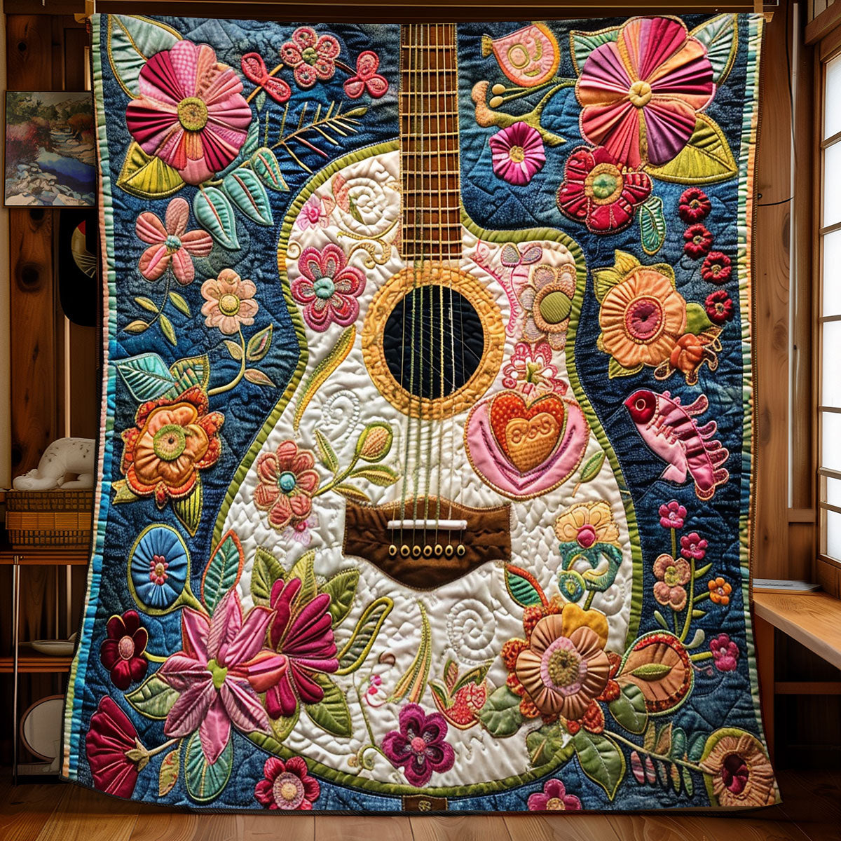 Guitar Flower Fusion WN2208126CL Quilt