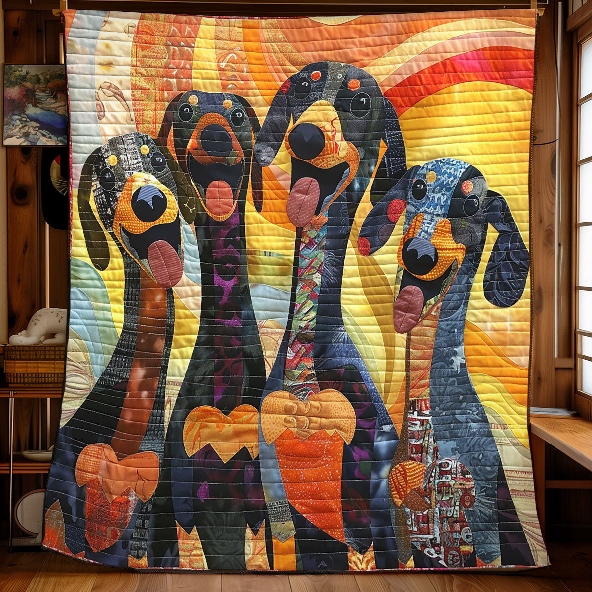 Joyful Dachshund WN2208061CL Quilt