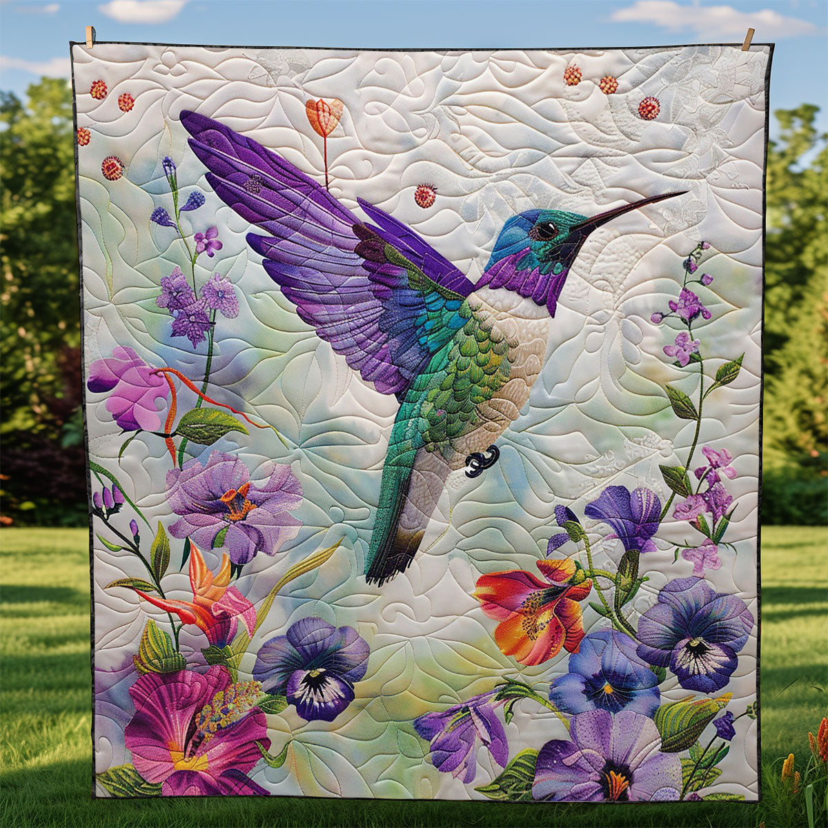 Purple Hummingbird WM2308091CL Quilt