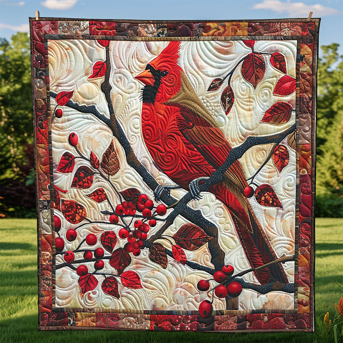 Red Cardinals WM3008014CL Quilt