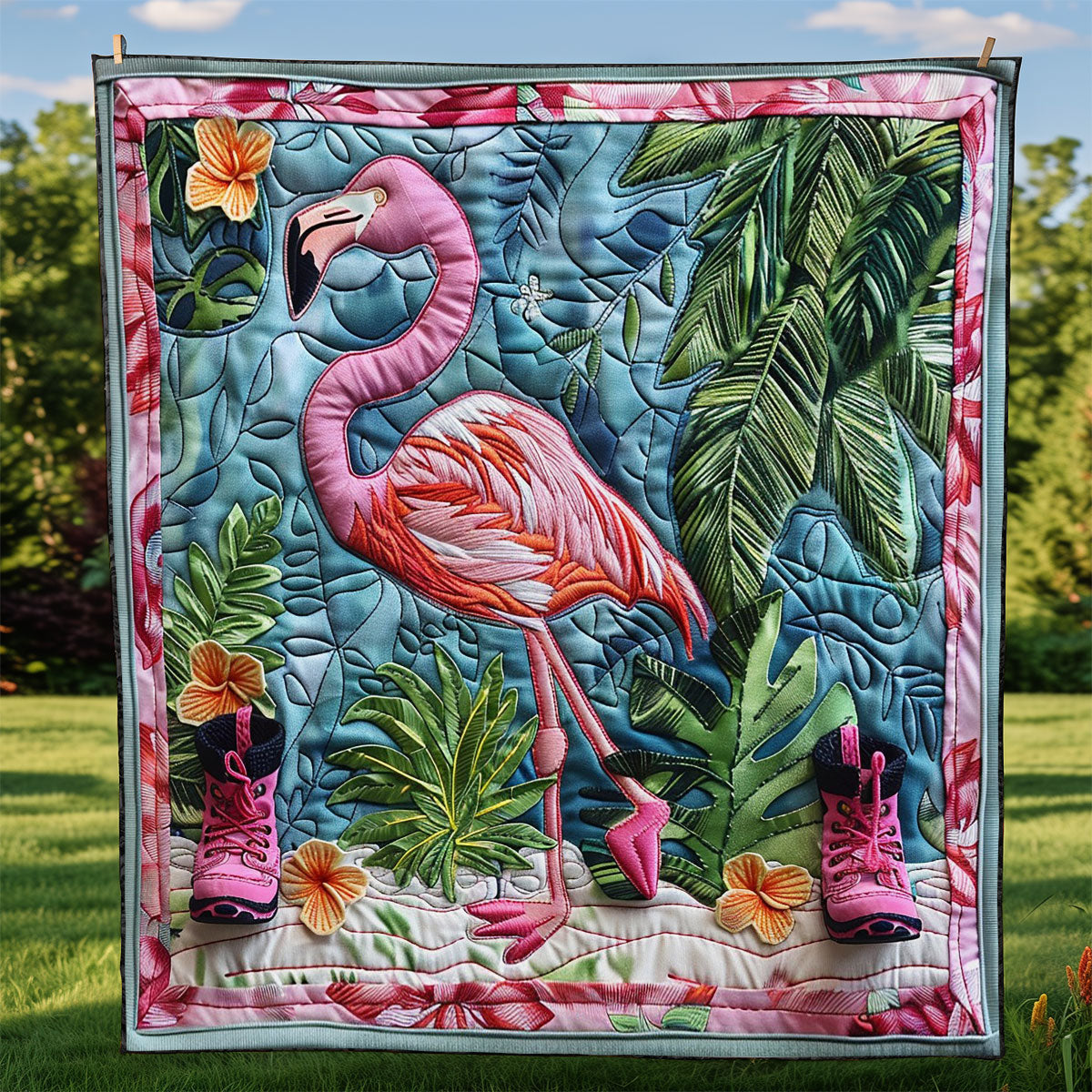 Silk Pink Flamingo WM2308058CL Quilt