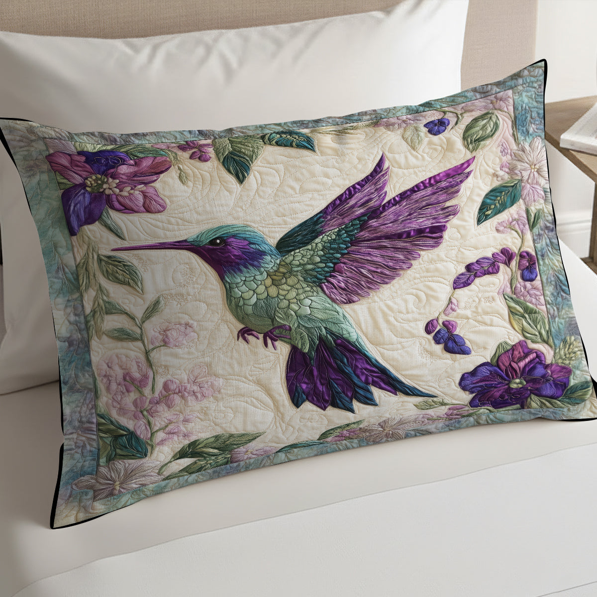 Purple Hummingbird XR1703001CL Quilted Bedding Pillow Case