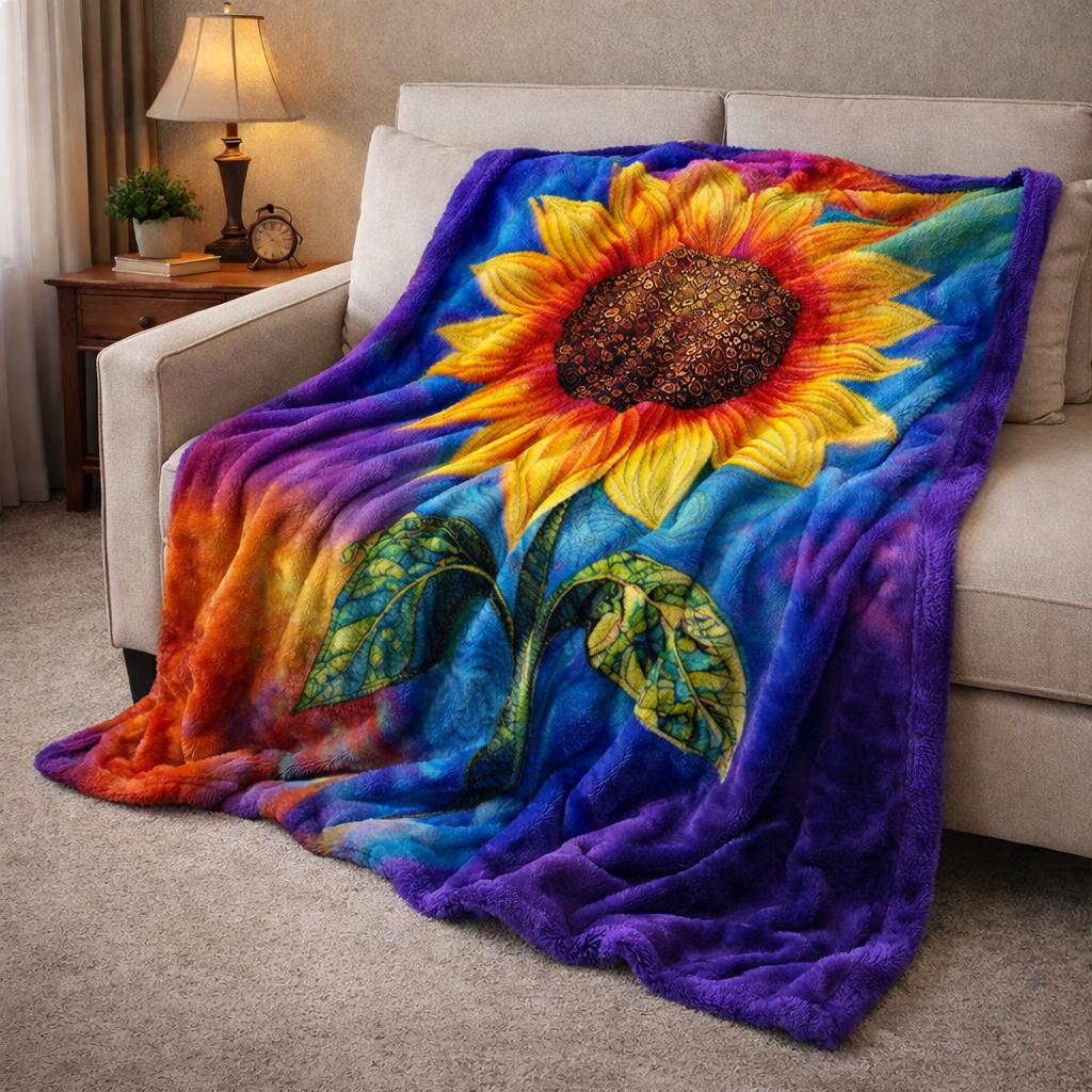 Hippie Sunflower QA2301001CL Faux Fur Throw Blanket