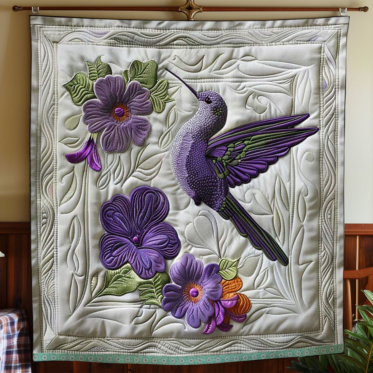 Purple Hummingbird WN1209042CL Quilt