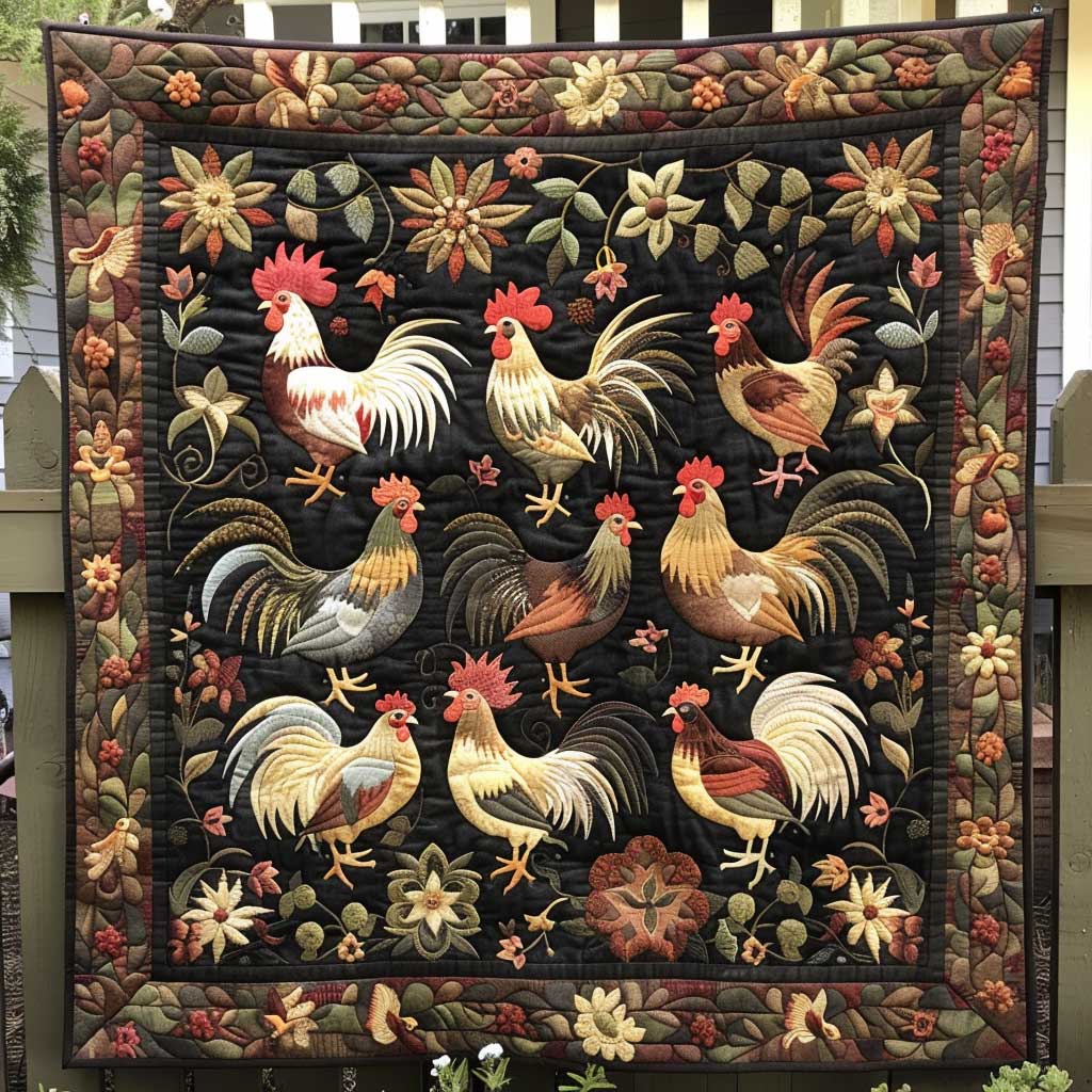 Antique Roosters XR0908030CL Quilt