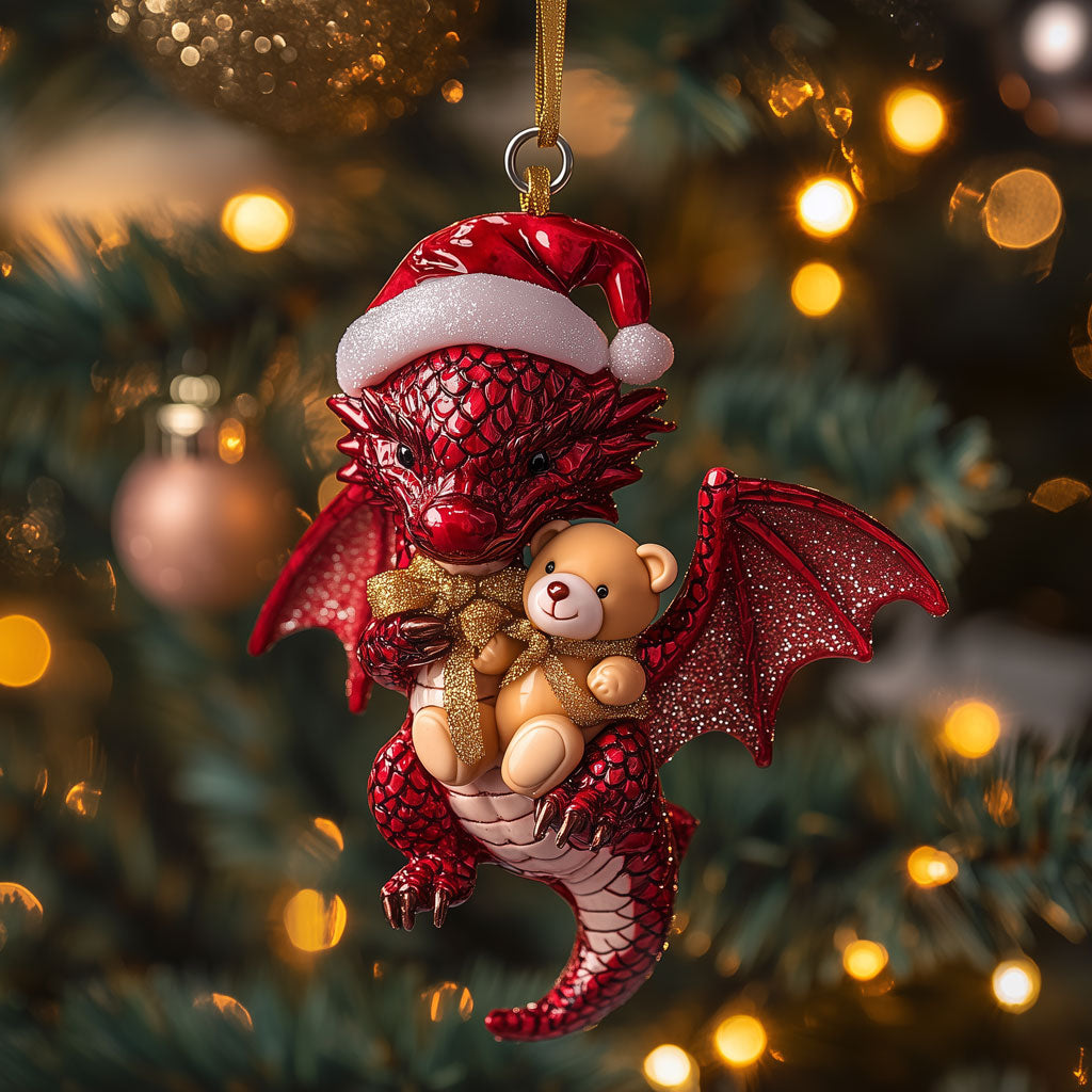 Santa Dragon Holding Bear LT2010015CL Christmas Ornament