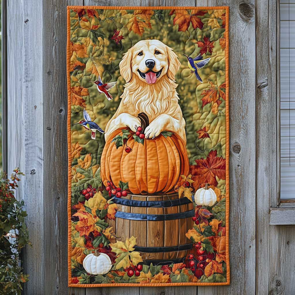 Beach Golden Retriever WN2404033CL Quilted Round Mat main image 1