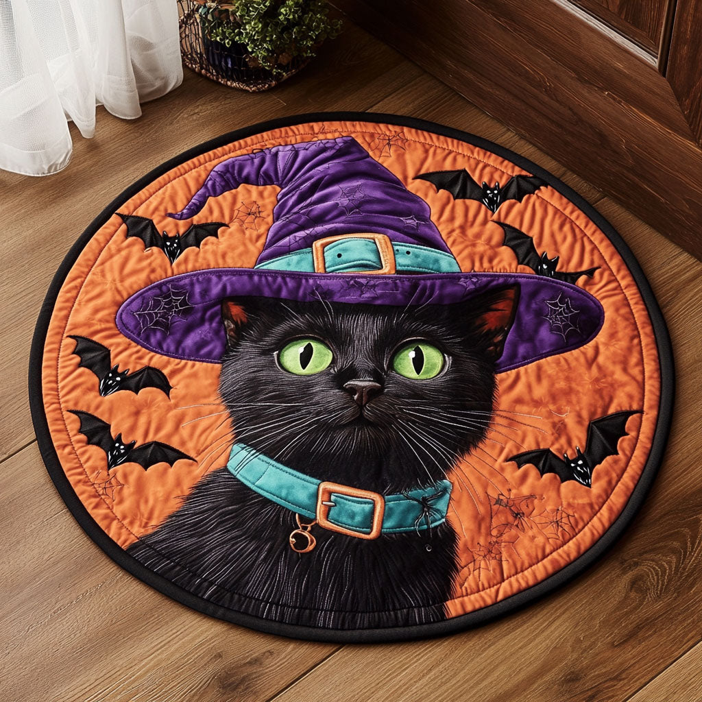 Boo Black Cat CP0707035CL Quilted Round Mat