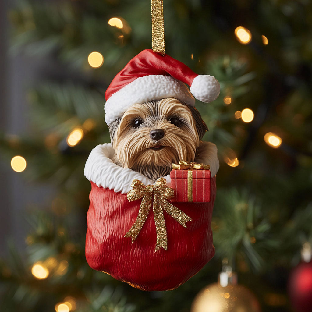 Santa Yorkie CP1710026CL Christmas Ornament
