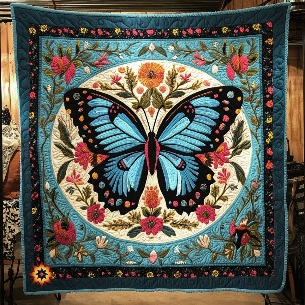 Blue Butterfly WU0912058CL Quilt