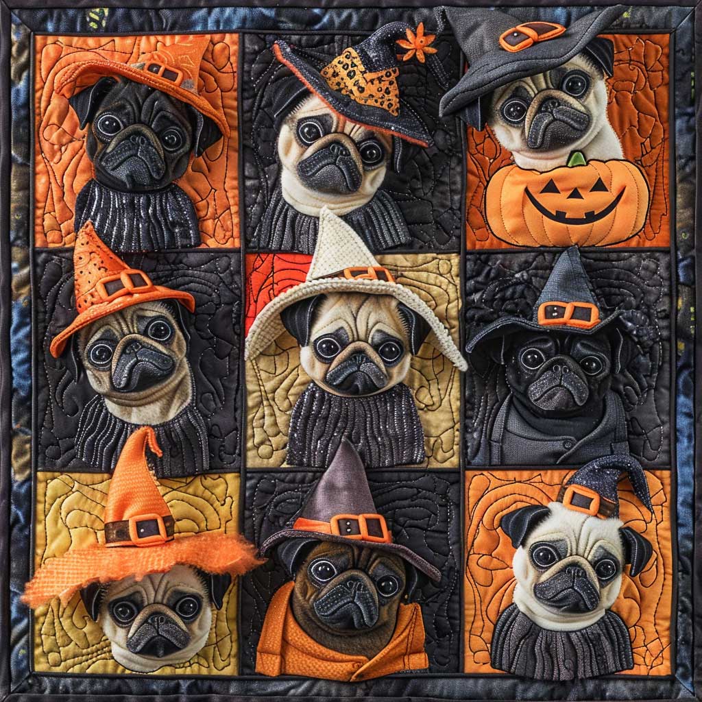 Boo Bark Pugs XR1908024CL Quilt