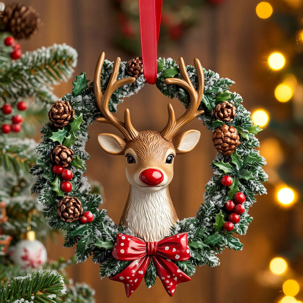 Whimsical Reindeer Wreath Ornament XK1510006CL Christmas Ornament