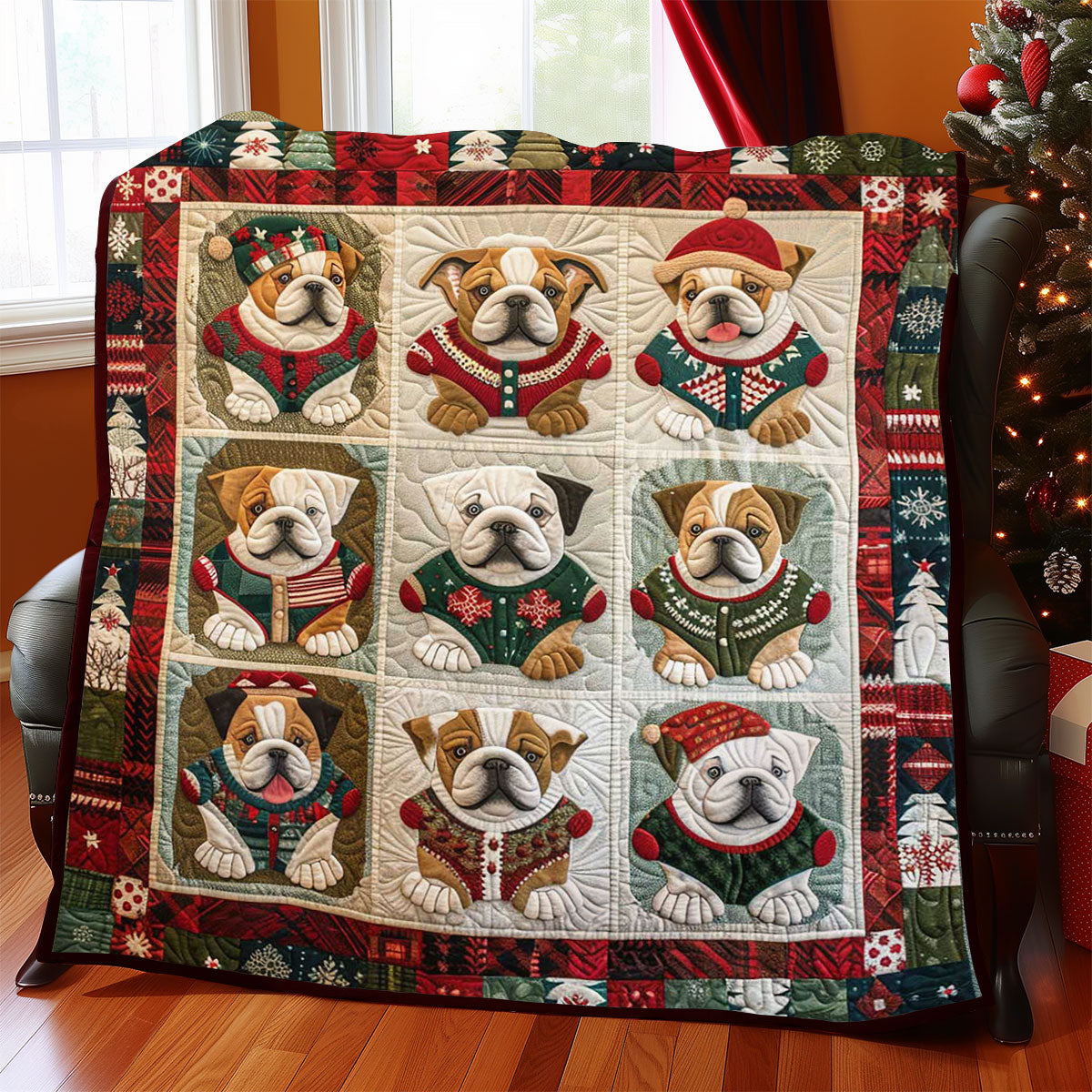 Christmas Bulldog WJ0909008CL Quilt