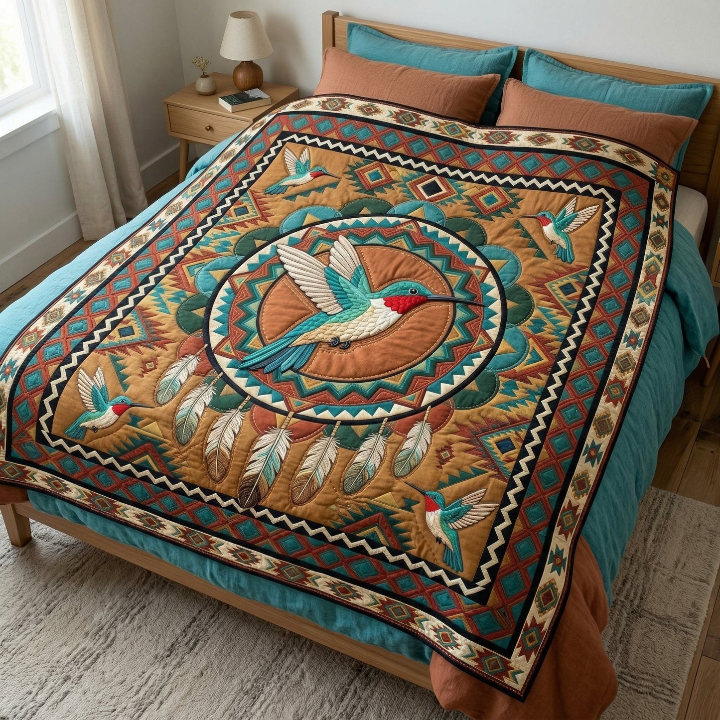 Tribal Hummingbird XR0204004CL Quilt Blanket