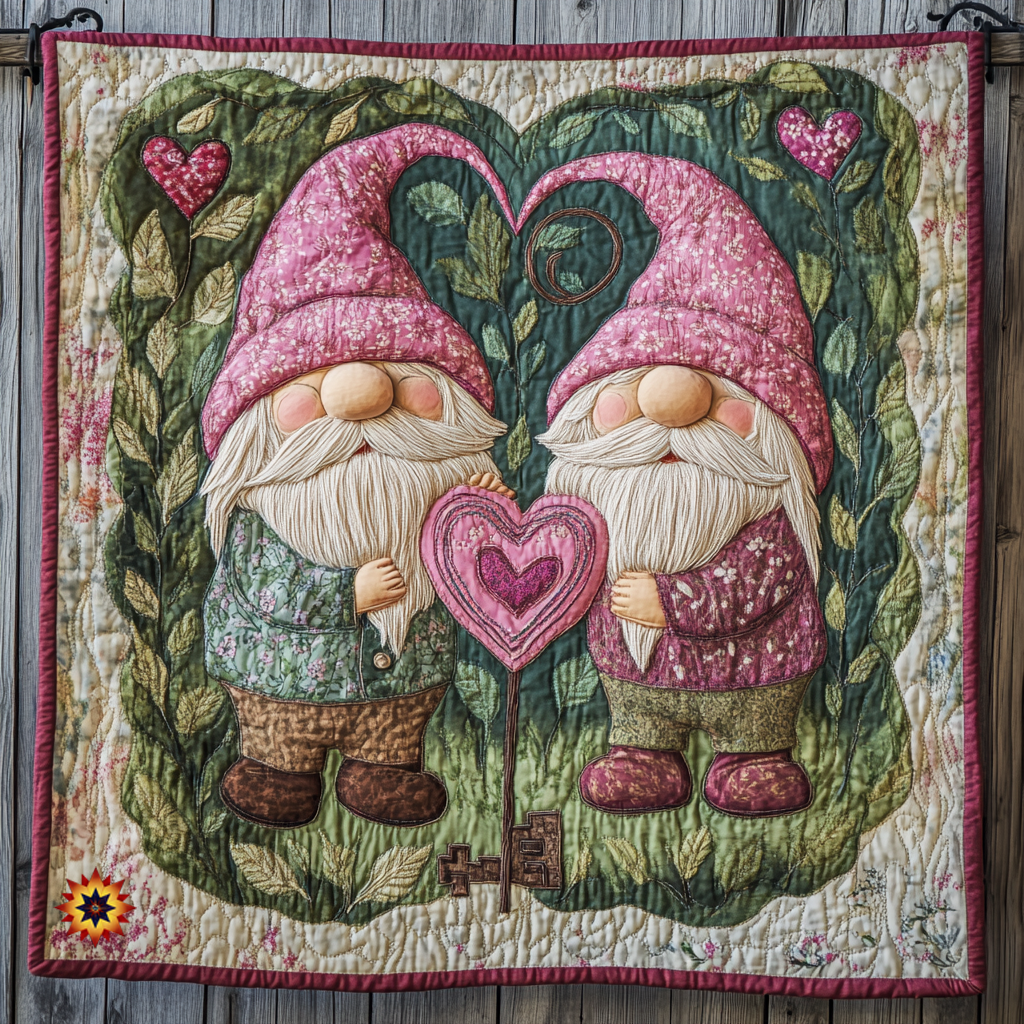 Couple Gnome Be Mine WU1212013CL Quilt