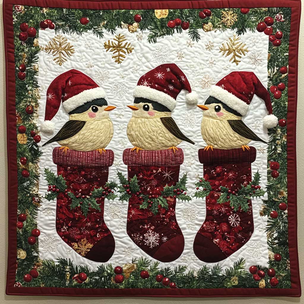 Cute Birds In Christmas XR1008053CL Quilt