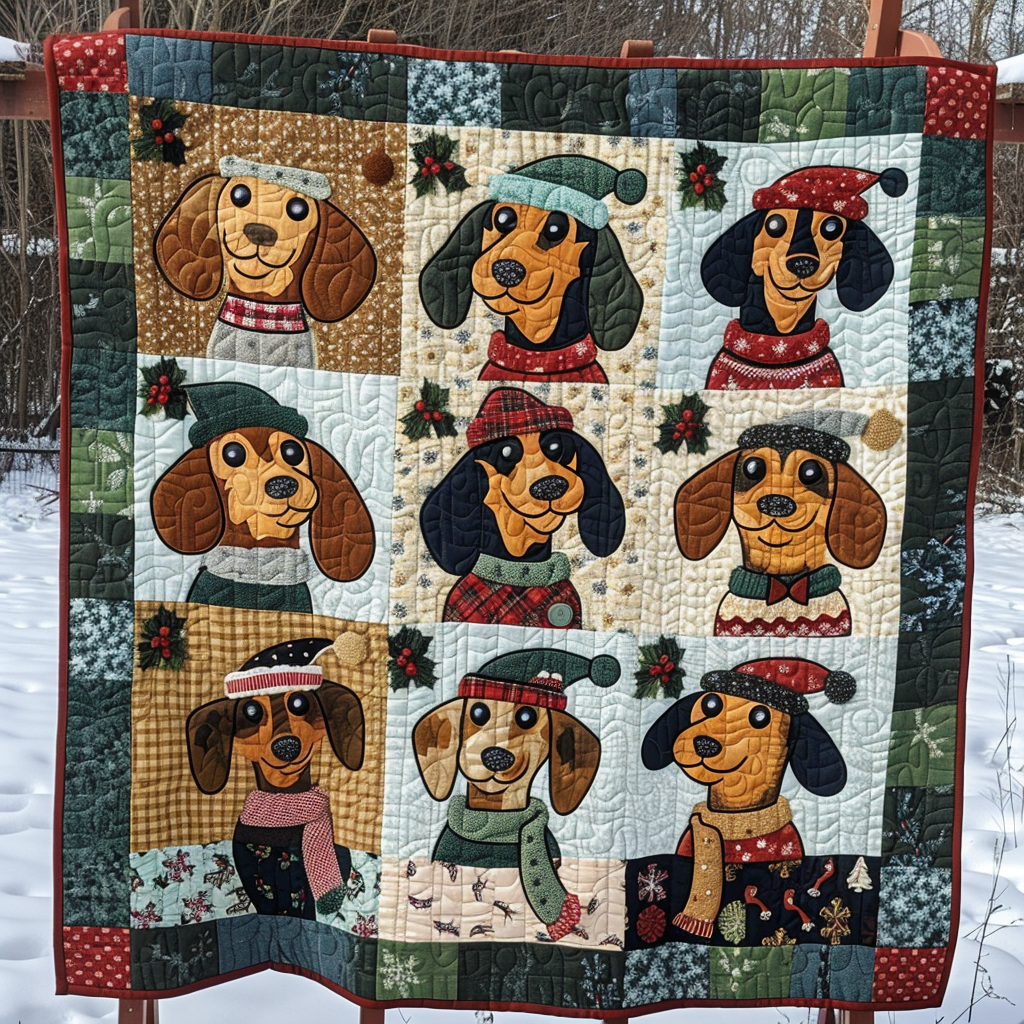 Dachshund Snowscape WN1909091CL Quilt