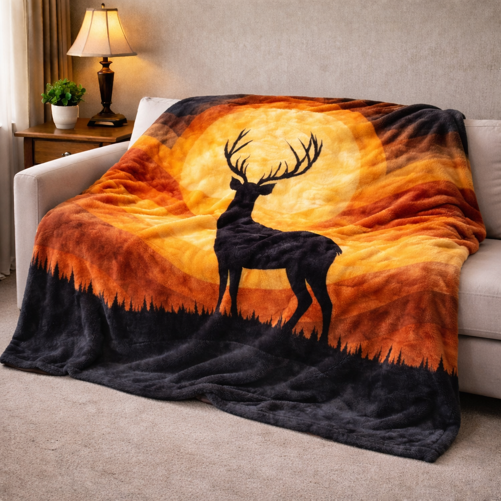 Sunset Deer QA2301006CL Faux Fur Throw Blanket