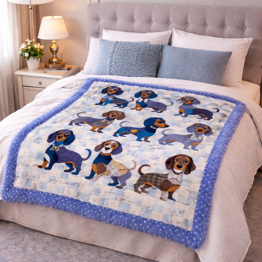 Pawsome Dachshund KL2301009CL Faux Fur Throw Blanket