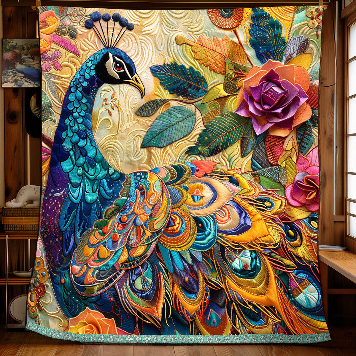 Peacock In Blooming WP0609035CL Quilt