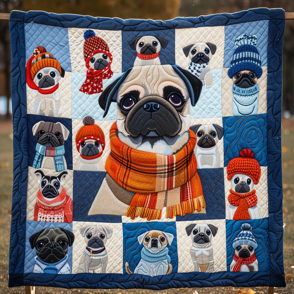 Snuggled Pug WN1909036CL Quilt
