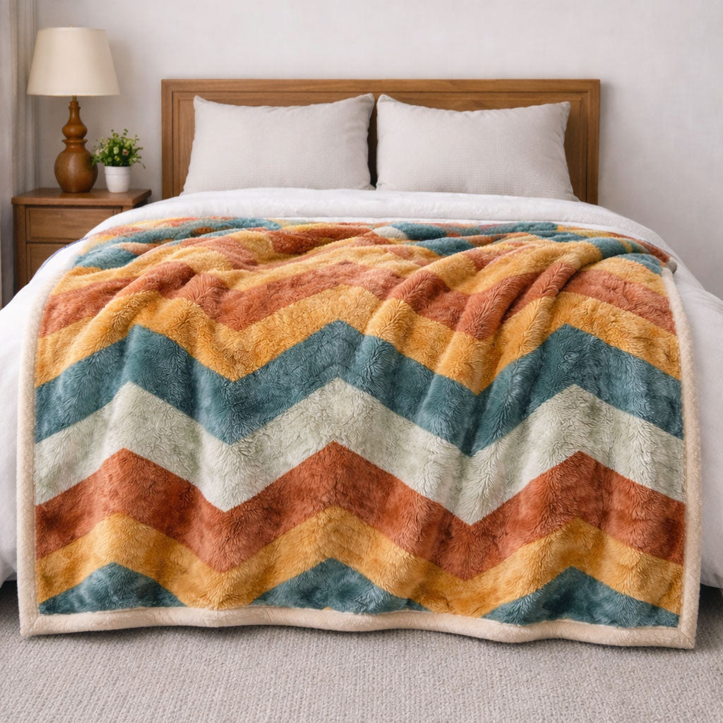 Chevron Cozy CP2101001CL Faux Fur Throw Blanket
