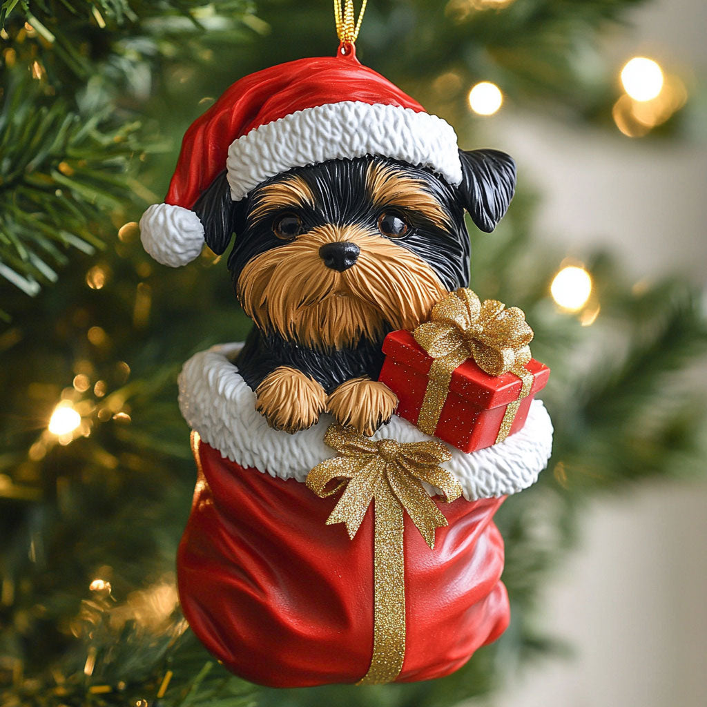 Yorkie Joy CP1710029CL Christmas Ornament