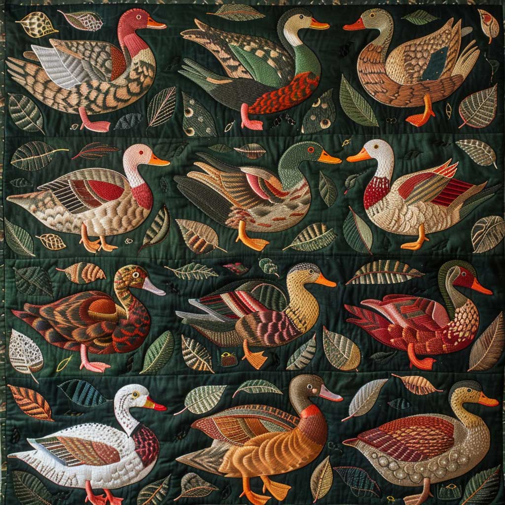 Floral Ducks XR1508040CL Quilt