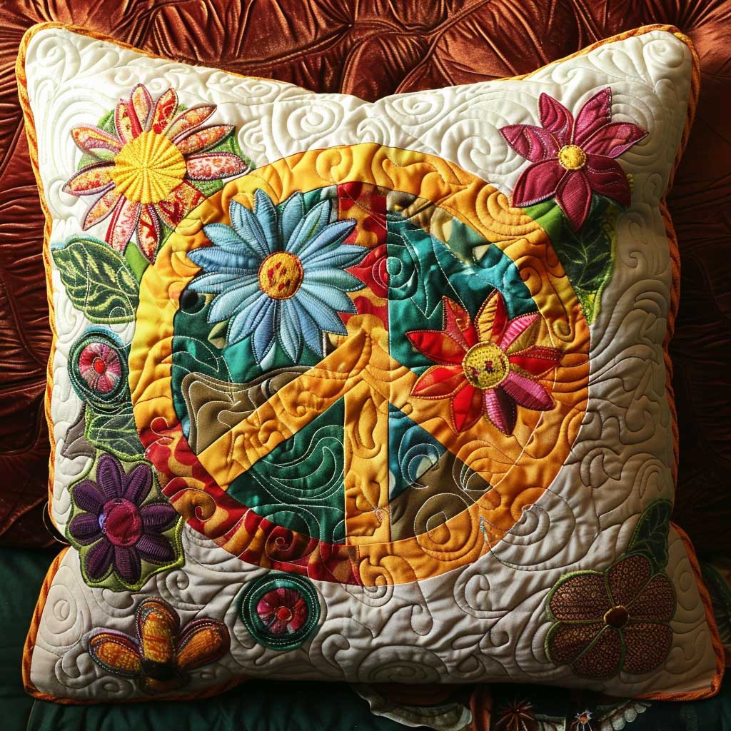 Groovy Peace Sign Hippie XR2407001CL Quilt Pillow Case