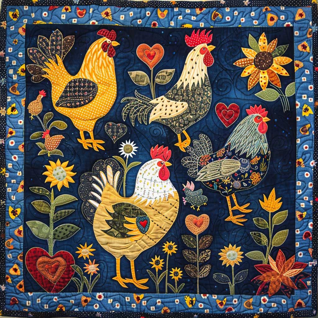 Happy Chickens XR1508010CL Quilt