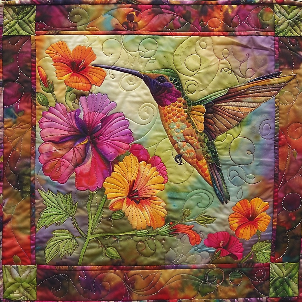 Hummingbird And Flowers XR2005005CL Quilt
