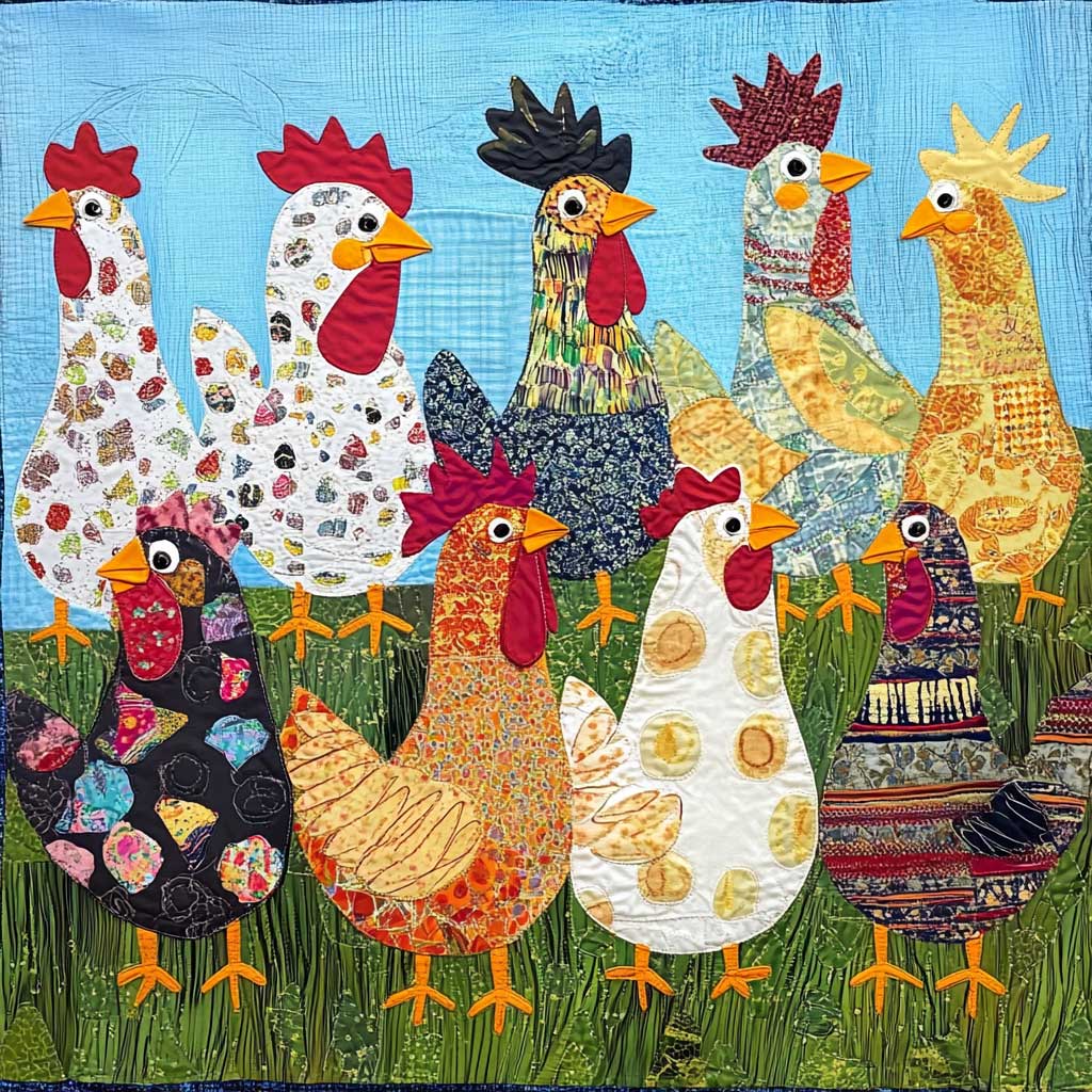 Joyful Chickens XR0508003CL Quilt