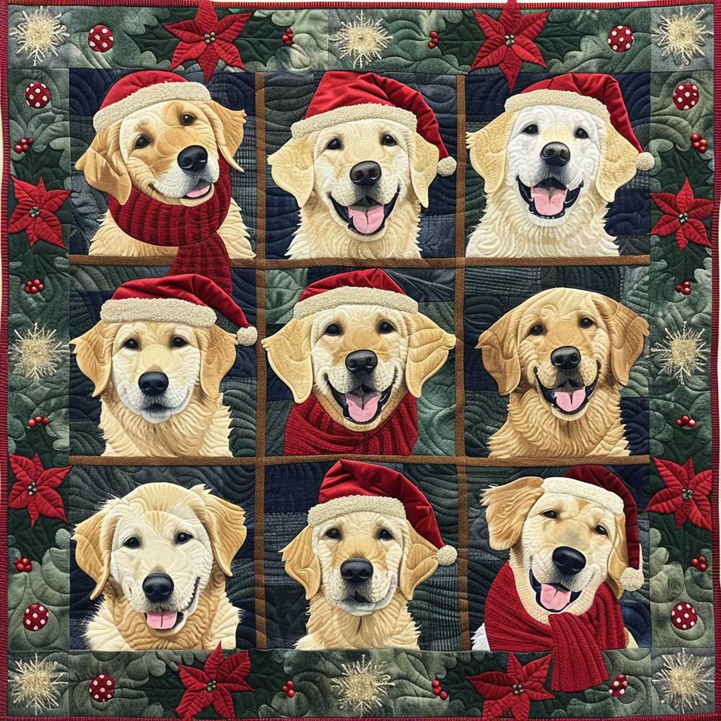 Merry Christmas Golden Retrievers XR1408002CL Quilt
