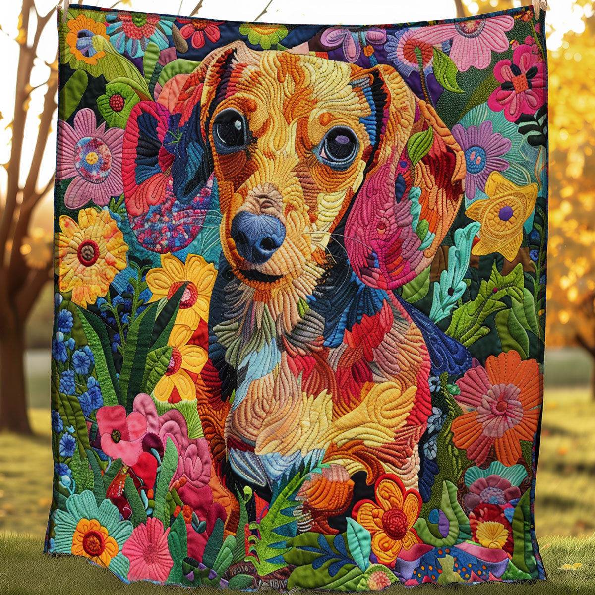 Flower Dog WJ1106006CL Quilt