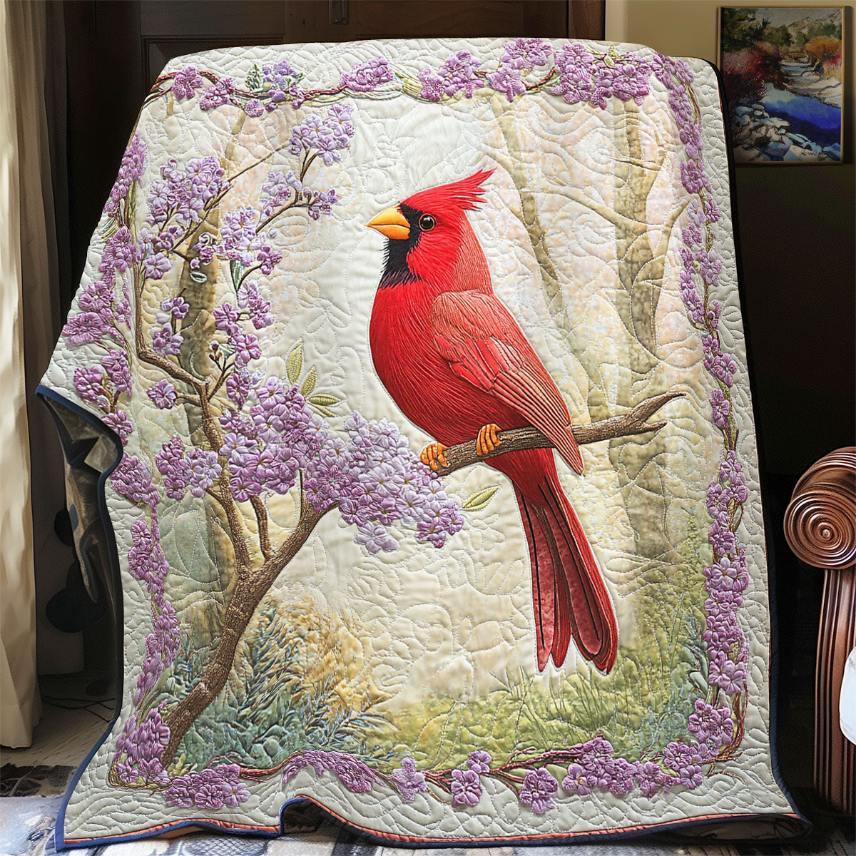 Cardinal Echoes In Red WU1203040CL Quilt