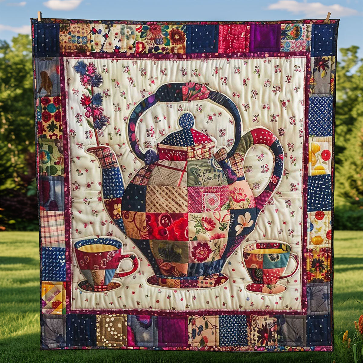Flower Patchwork Teaset WJ0909015CL Quilt