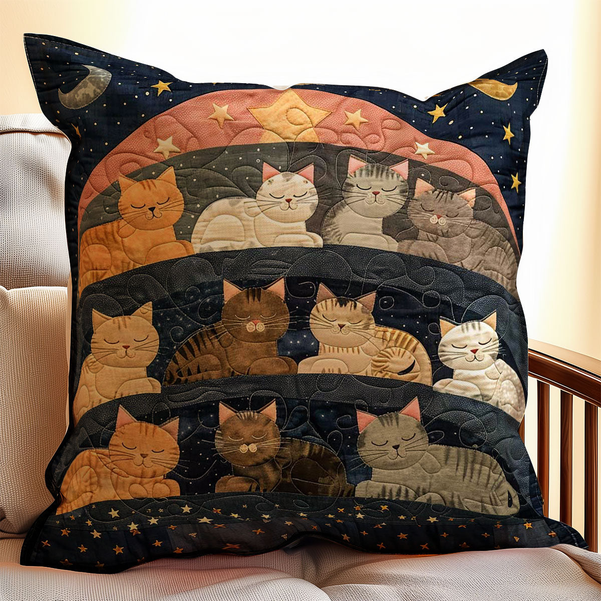 Sleeping Cat Over The Moon WJ2408037CL Quilt Pillow Case