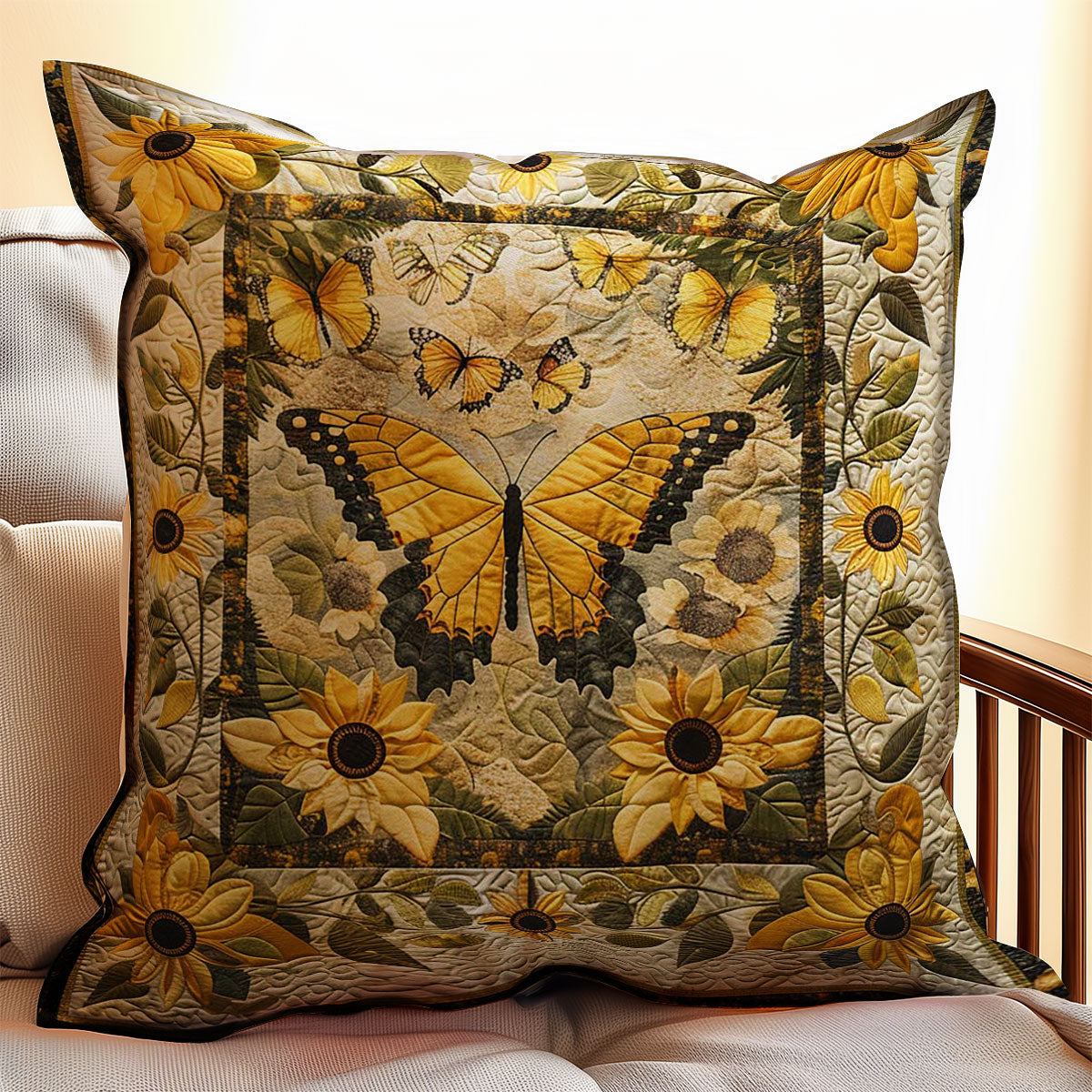 Sunflowers And Butterflies WJ2507042CL Quilt Pillow Case