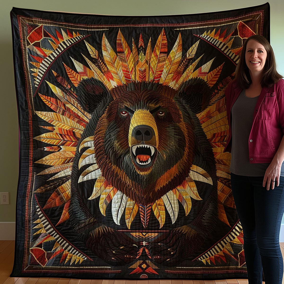 Bear Native American WJ0807022CL Quilt