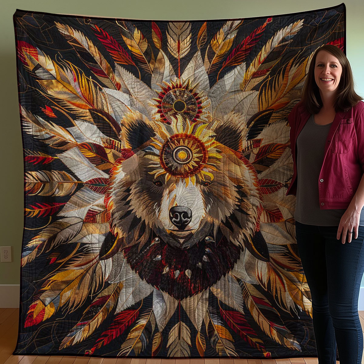 Bear Native American WJ1707002CL Quilt