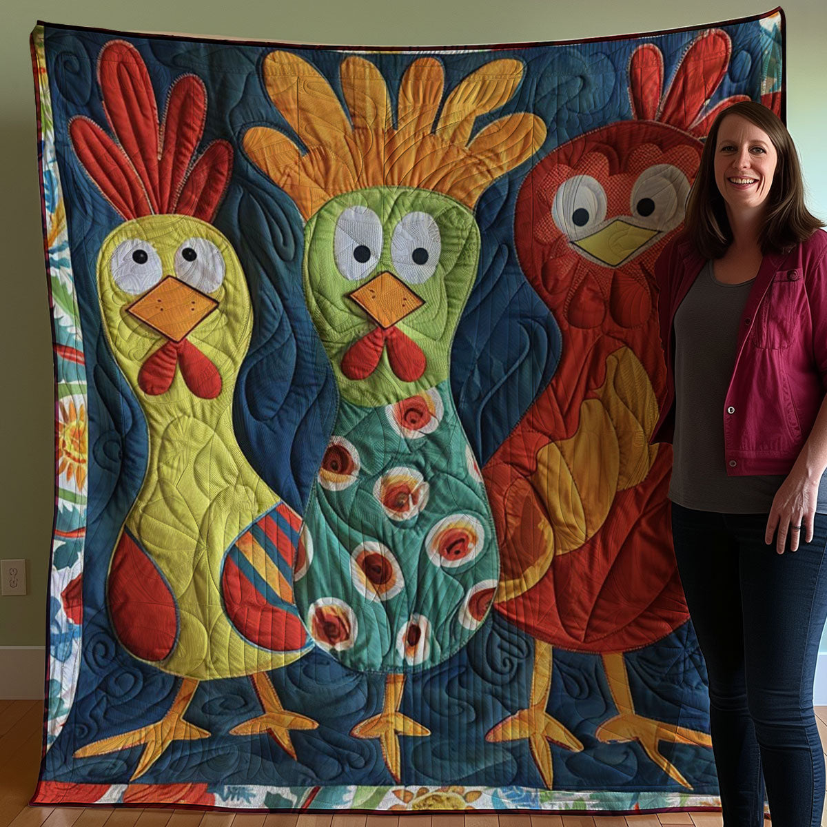 Colorful Chicken WJ1308010CL Quilt