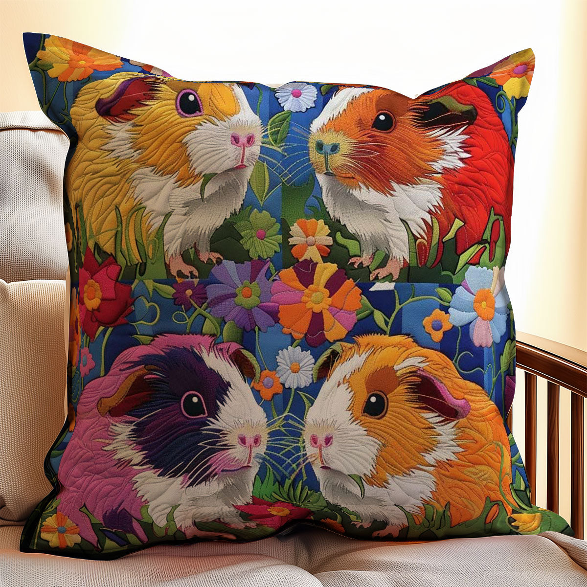 Colorful Guinea Pigs WJ0509035CL Quilt Pillow Case