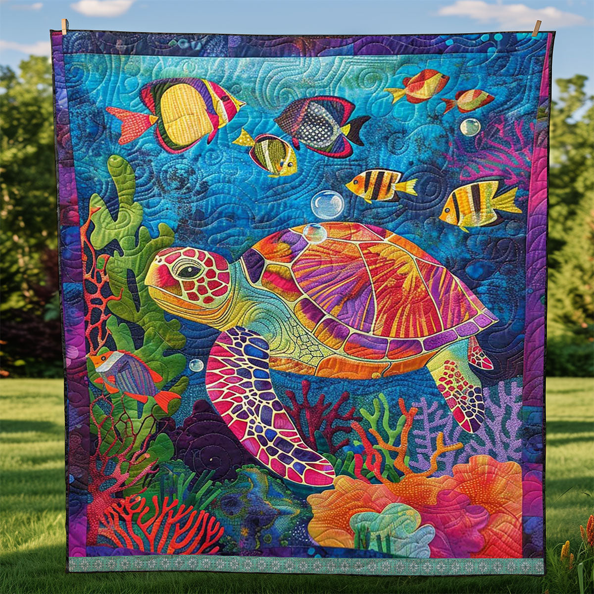 Colorful Sea Turtle WJ2208007CL Quilt