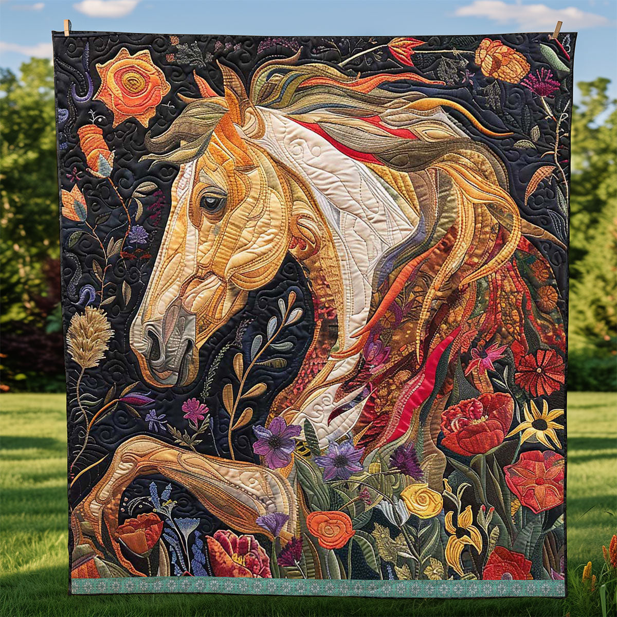 Flower Horse WJ2008016CL Quilt