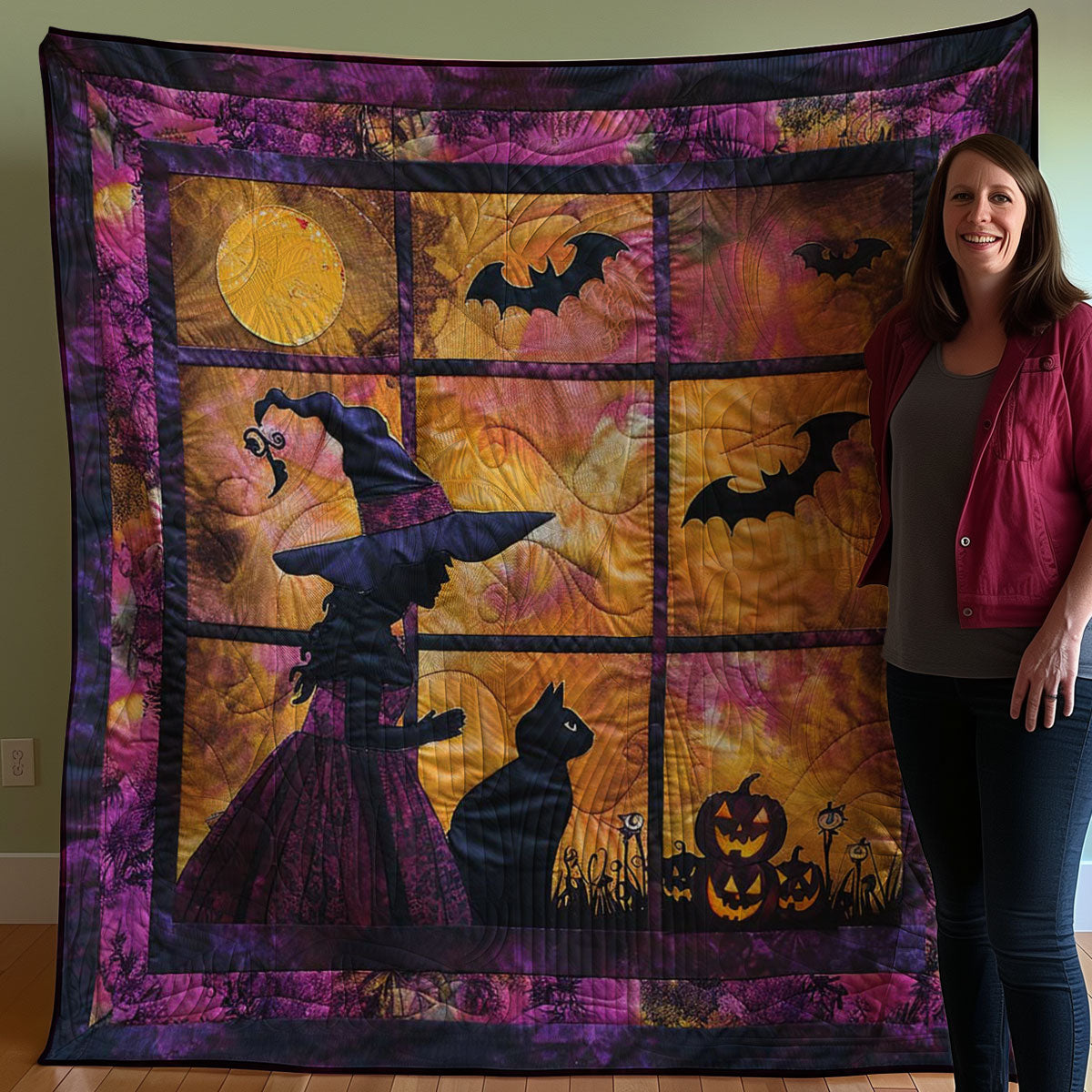 Halloween Witch And Cat WJ0507009CL Quilt
